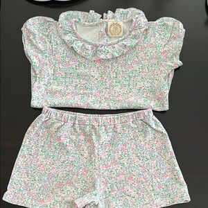 The Beaufort Bonnet Company Floral Kids Matching Set - Pink and Green